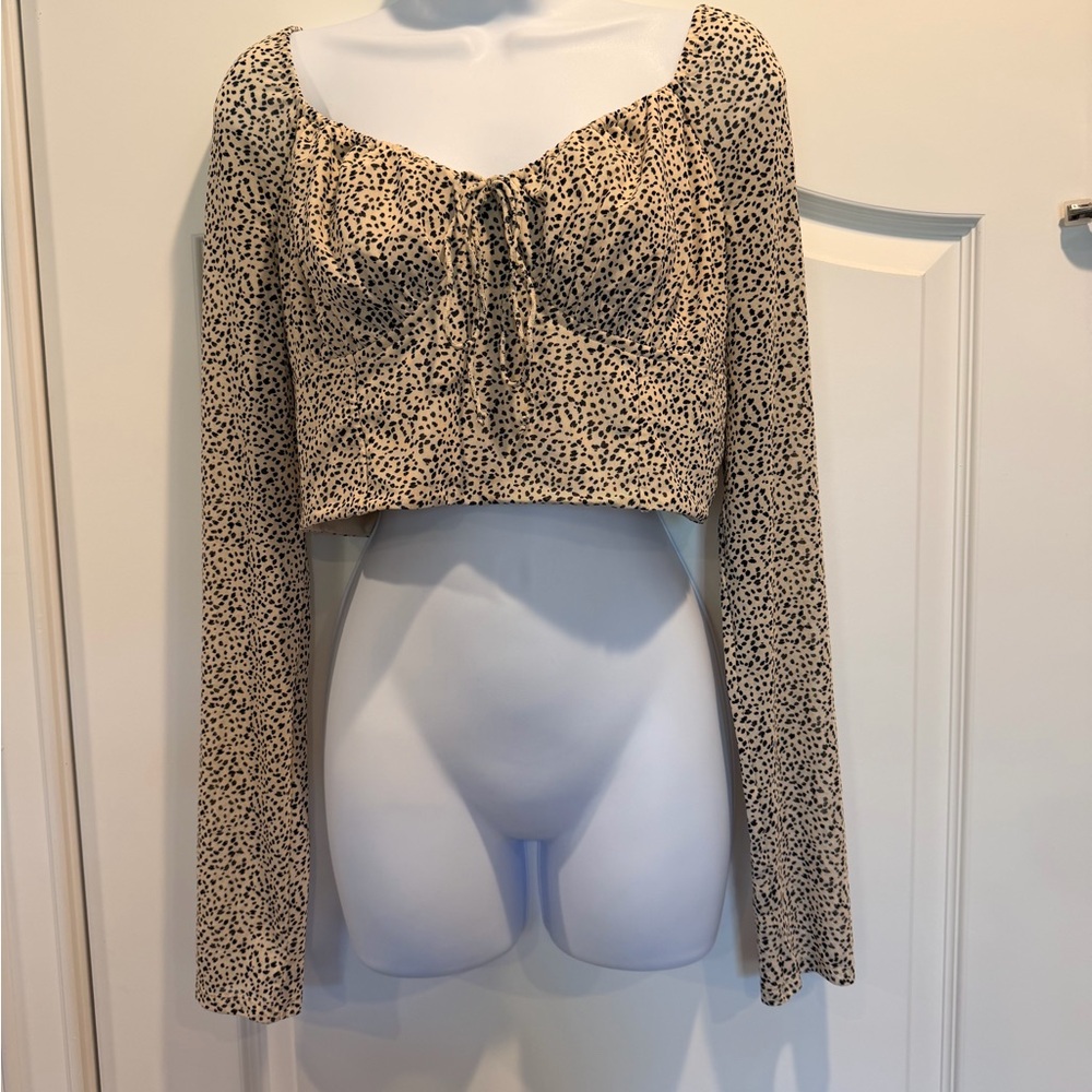 American Eagle Outfitters Cream and Black Blouse